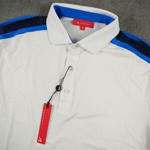 REDVANLY Sevigne Polo Men Size M White Blue Colorblock Short Sleeve Golf Shirt